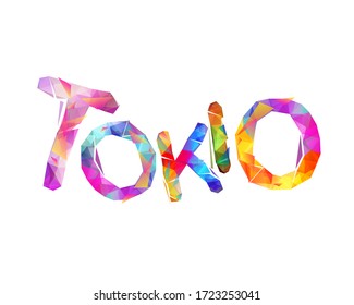 Tolio. Palabras vectoras de letras triangulares coloridas