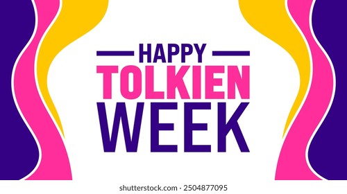 Tolkien Week is observed every year in September. Holiday concept. Template for background, banner, card, poster, placard, design template with unique shapes with standard color.