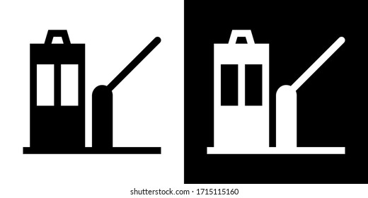 Toll Barrier. Glyph Icon in White and Black Version.