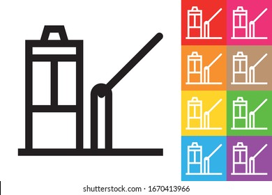 Toll Barrier. Line Icon With Different Color Background.