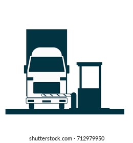 toll booth with car. Vector illustration isolated on white background