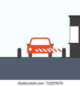 toll booth with car. Vector illustration isolated on white background