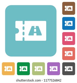 Toll discount coupon white flat icons on color rounded square backgrounds