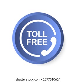 Toll Free Button. Attendance Number Symbol.White And Blue Icon.