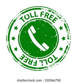 Toll Free green rubber stamp icon or symbol isolated on white background. Vector illustration