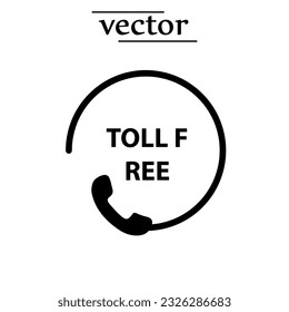 Toll free icon design, vector flat illustration on white background..eps