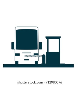 toll gate with bus icon. Vector illustration isolated on white background