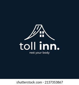 Toll inn logo design inspiration. Line art hotel logo template. Vector Illustration