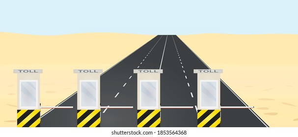 Toll pay barrier. vector illustration