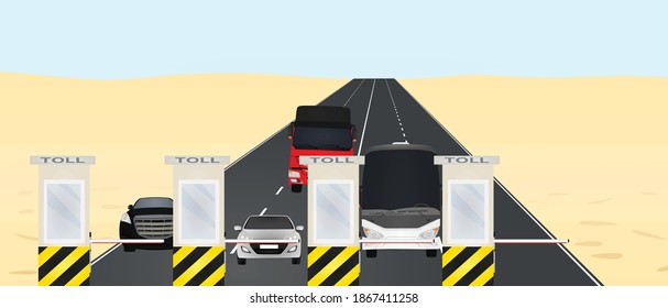 Toll pay barrier. vector illustration