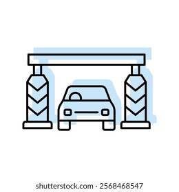 Toll Plaza color shadow thinline icon , vector, pixel perfect, illustrator file