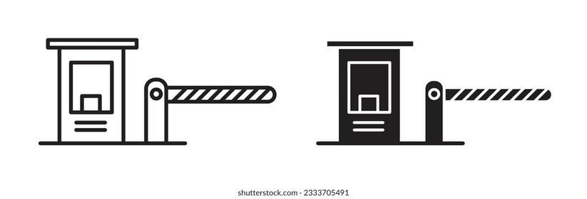 toll plaza guard barrier vector icon set. road checkpoint guard  symbol. border gate barrier sign in black filled and outlined style.