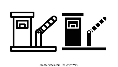 Toll plaza Icon collection in filled and stroke style.