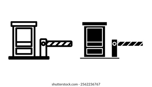 Toll plaza Icons pack in outlined and flat versions