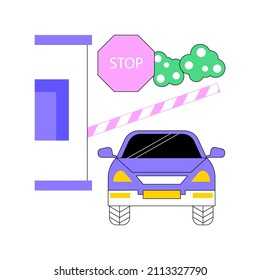 Toll road abstract concept vector illustration. Tollway fee, express toll lane, paid highway, main road, motorway entrance pass card, charge collector, enter control point abstract metaphor.