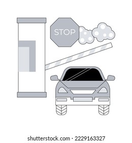 Toll road abstract concept vector illustration. Tollway fee, express toll lane, paid highway, main road, motorway entrance pass card, charge collector, enter control point abstract metaphor.