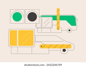 Toll road abstract concept vector illustration. Tollway fee, express toll lane, paid highway, main road, motorway entrance pass card, charge collector, enter control point abstract metaphor.