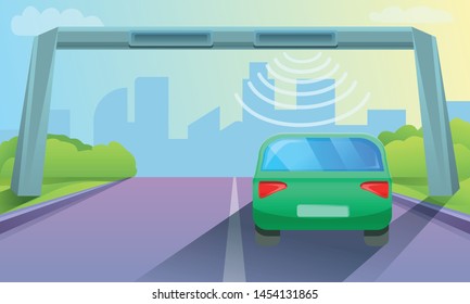 Toll road concept background. Cartoon illustration of toll road vector concept background for web design