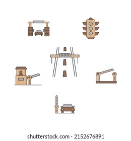 toll road icons set color . toll road pack symbol vector elements for infographic web