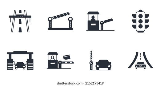 toll road icons set . toll road pack symbol vector elements for infographic web