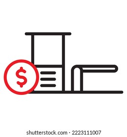 Toll road linear icon. Toll checkpoint Gate outline vector illustration.