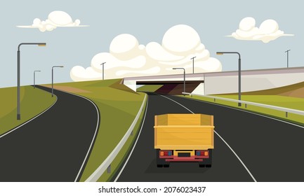 Toll Road Vector Transportation Landscape Illustration