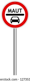 toll sign germany isolated