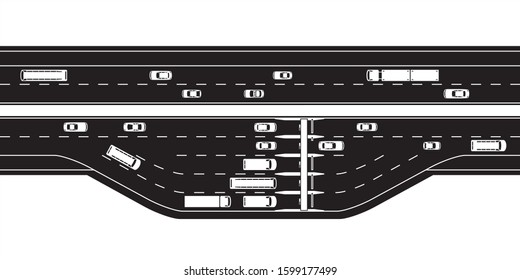 Toll station on highway from above – vector illustration