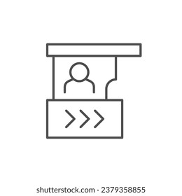 Tollbooth with cashier line icon