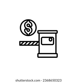 Tollbooth, road toll outline icon. Vector illustration. Isolated icon is suitable for web, infographics, interfaces, and apps.