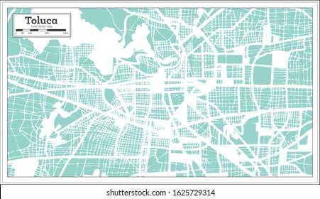 Toluca Mexico City Map in Retro Style. Outline Map. Vector Illustration.