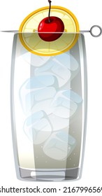 Tom Collins cocktail in the glass on white background illustration