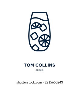tom collins icon from drinks collection. Thin linear tom collins, cocktail, alcohol outline icon isolated on white background. Line vector tom collins sign, symbol for web and mobile