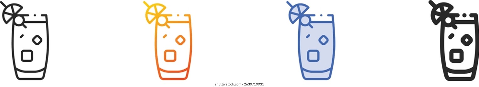 tom collins icon.Thin Linear, Gradient, Blue Stroke and bold Style Design Isolated On White Background