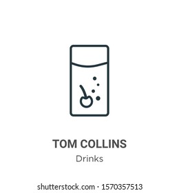 Tom collins outline vector icon. Thin line black tom collins icon, flat vector simple element illustration from editable drinks concept isolated on white background