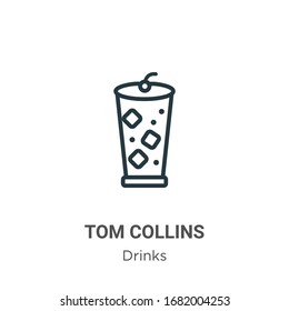 Tom collins outline vector icon. Thin line black tom collins icon, flat vector simple element illustration from editable drinks concept isolated stroke on white background