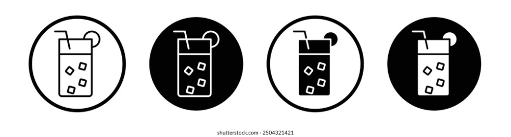 Tom Collins vector icon set black filled and outlined style.