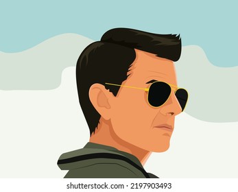 Tom Cruise With Sunglass Vector Illustration