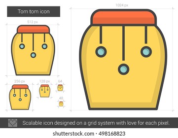 Tom tom vector line icon isolated on white background. Tom tom line icon for infographic, website or app. Scalable icon designed on a grid system.