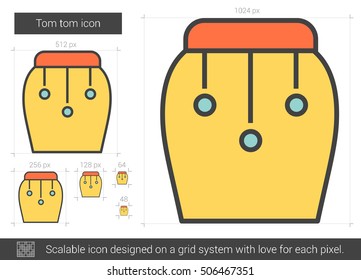 Tom tom vector line icon isolated on white background. Tom tom line icon for infographic, website or app. Scalable icon designed on a grid system.