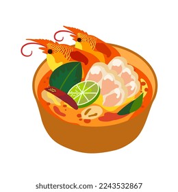 Tom yam Goong - vector de comida tailandés 