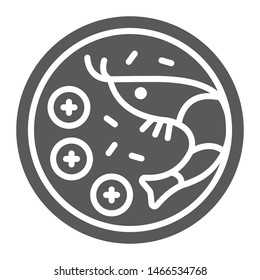 Tom yum goong glyph icon, thai and food, shrimp sign, vector graphics, a solid pattern on a white background, eps 10.