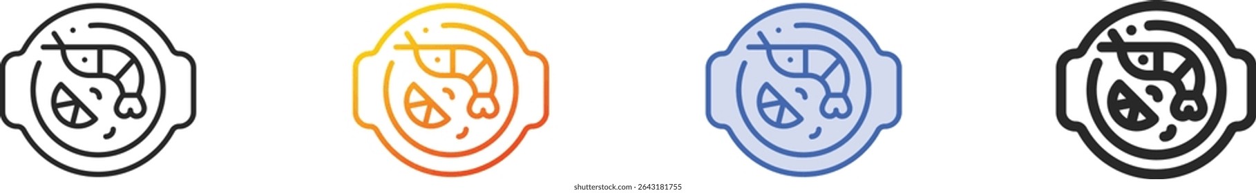tom yum goong icon.Thin Linear, Gradient, Blue Stroke and bold Style Design Isolated On White Background
