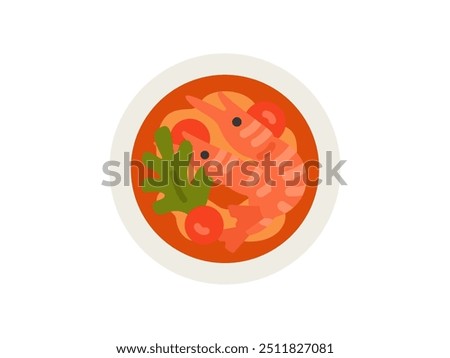 Tom yum goong soup icon illustration.