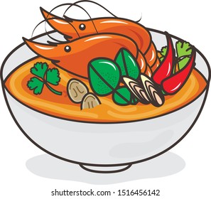 Tom Yum Goong of Thai food on white background