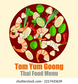 Tom Yum Goong.Thai food menu .vector illustration