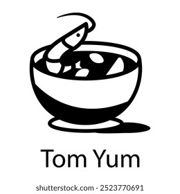 Tom yum icon designed in doodle style 