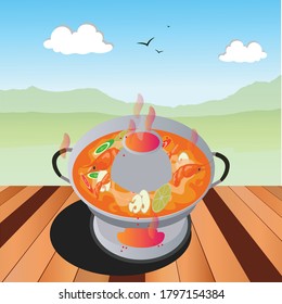 Tom Yum Kung in hot pot 