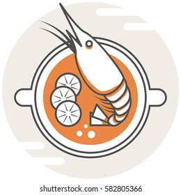 Tom Yum Kung - Infographic Icon Elements from Food Set. Flat Thin Line Icon Pictogram for Website and Mobile Application Graphics.