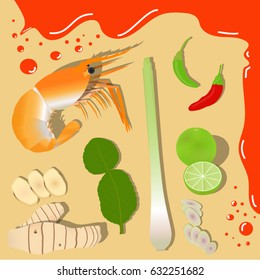 Tom Yum Kung ingredients. Thai food concept.